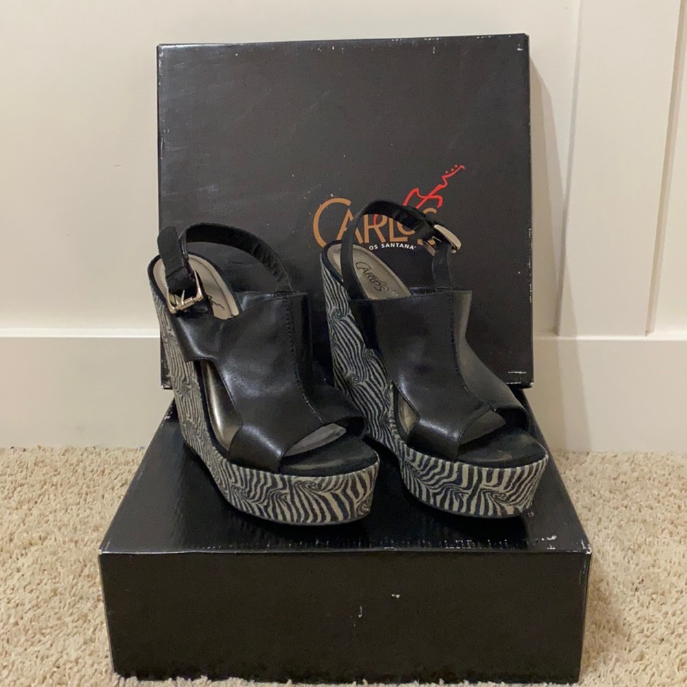 Carlos Santana Courage Zebra Wedges